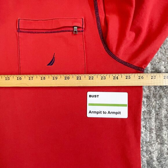 Nautica Quarter-Zip Pullover Sweater Men Size XL Red High-Neck 100% Cotton - Picture 7 of 13